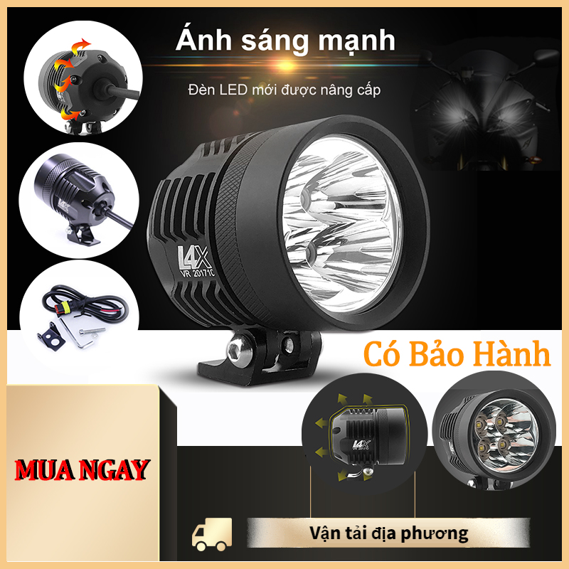 [HCM]Đèn trợ sáng L4X 12V DC chống nước IP68 chất liệu nhôm kích thước 7.5x5.9x5.9cm dùng cho tất cả loại xe
