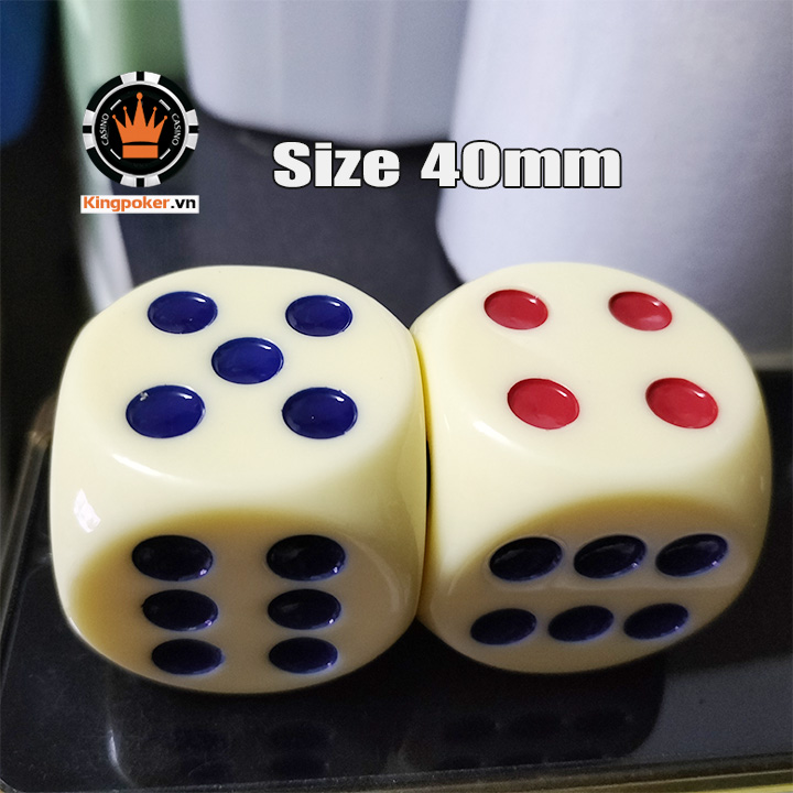 Combo 2 viên xúc xắc size lớn 40mm trắng ngà acrylic cao cấp