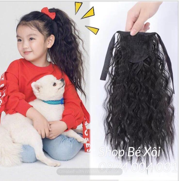 [3 màu] Cột tóc giả cho bé xoăn xù, tóc giả cho bé gái, tóc giả cột dập xù cho bé gái