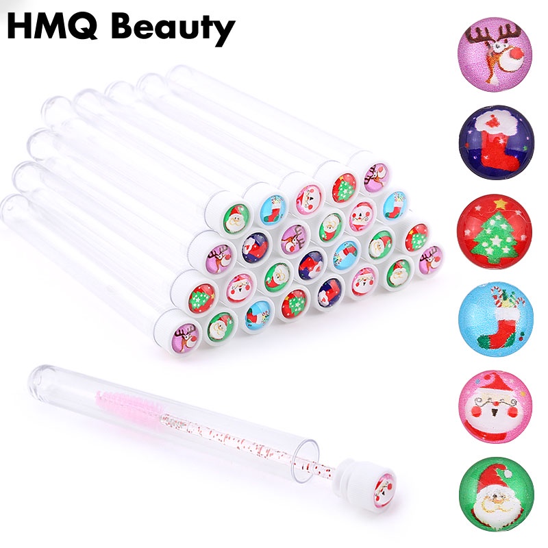 Beauty Tools Christmas Drill Reusable Eyebrow Brush Hollow Tube Cosmetic Lash Brush Hollow Tube Lash Accessories Dust Tools