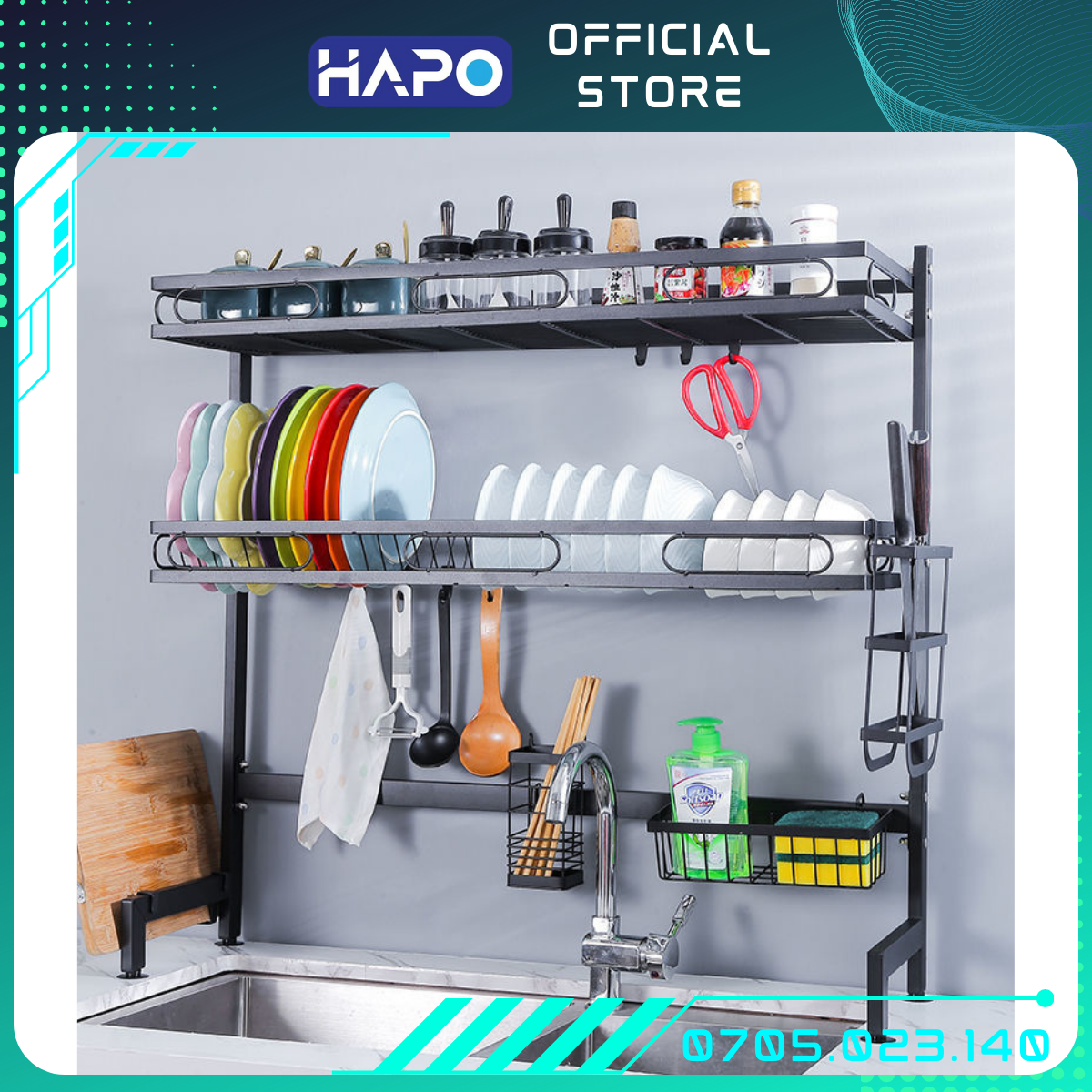 Kệ Để Bát Đĩa Đa Năng Thông Minh - 1 TẦNG/2 TẦNG - Giá Để Đồ Chén Đĩa Trên Bồn Rửa Bát Thép Carbon Sơn Đen Cao Cấp - Chạn Úp Bát Đĩa Nhà Bếp