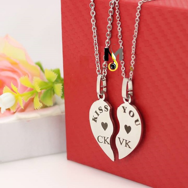 [ CÓ ẢNH THẬT + TẶNG HỘP QUÀ ] Dây chuyền cặp đôi Inox Mảnh ghép trái tim CK, VK Kiss You