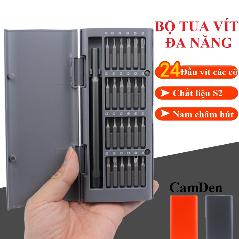 Bộ tua đa năng 25 in1 thép từ tính có hút nam châm hộp gấp chất liệu cao cấp S2, tua vít sửa chữa các loại điện thoại Iphone, sửa chữa máy tính, sửa chữa kính, bộ tua vít bỏ túi, dụng cụ sửa chữa điện thoại, tua vít- HỘP DÀI