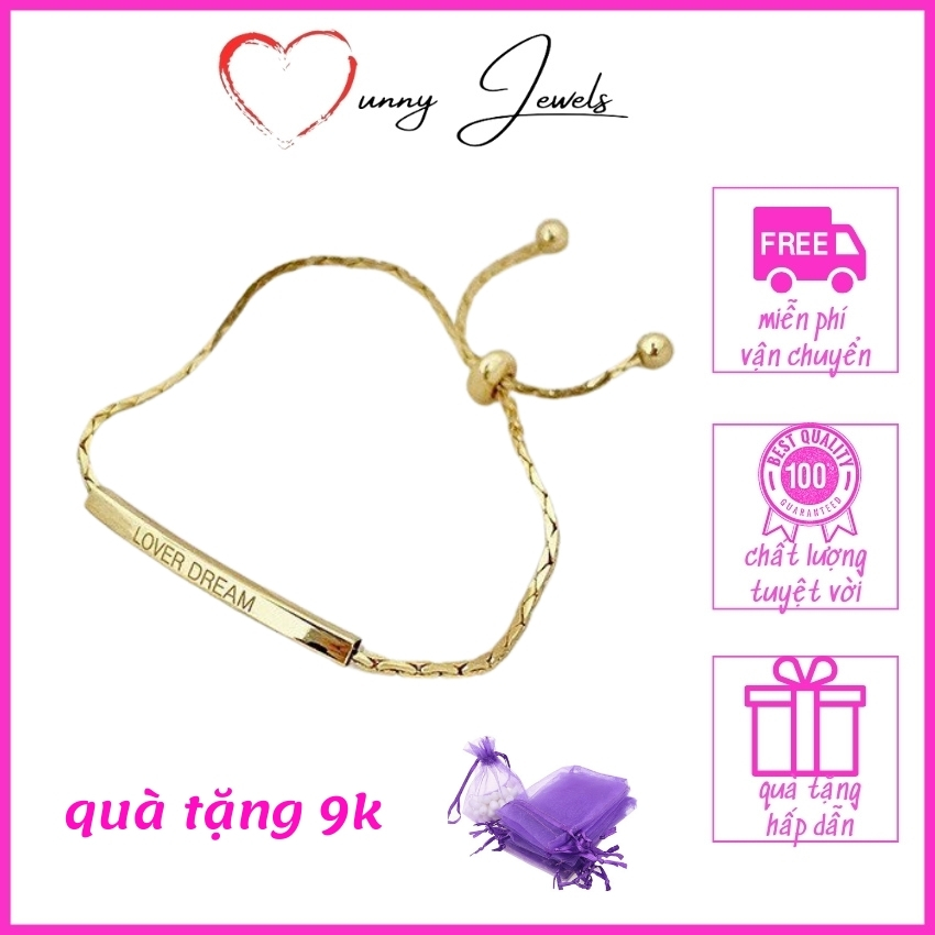 [FREE SHIP+ QUÀ 9K] vòng tay love dream mạ vàng Ounny Jewels SP19 lắc tay có dây rút dễ dàng điều chỉnh tặng kèm túi đựng