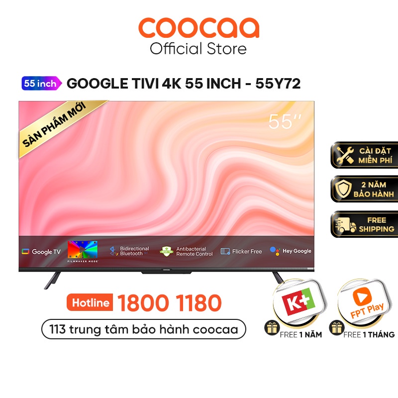 Google Tivi Coocaa 4K 55 Inch - Model 55Y72 - Tivi giá rẻ, bảo hành 2 năm