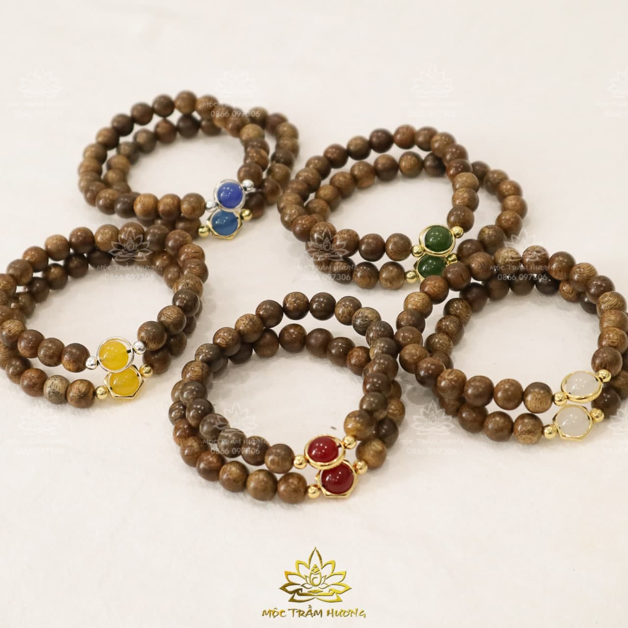 Vòng Tay Trầm Hương Tròn Đơn Đá KIM BẢO Trợ Mệnh Size Nam/Nữ Mộc Trầm Hương Đá Phong Thủy Mang Lại May Mắn & Tài Lộc Cho Người Đeo