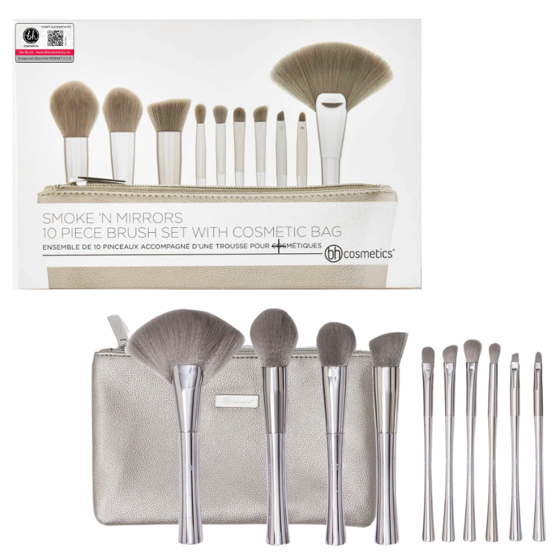 [HCM]Bộ cọ trang điểm Bh Cosmetics Smoke ‘n Mirrors - 10 Piece Metalized Brush Set