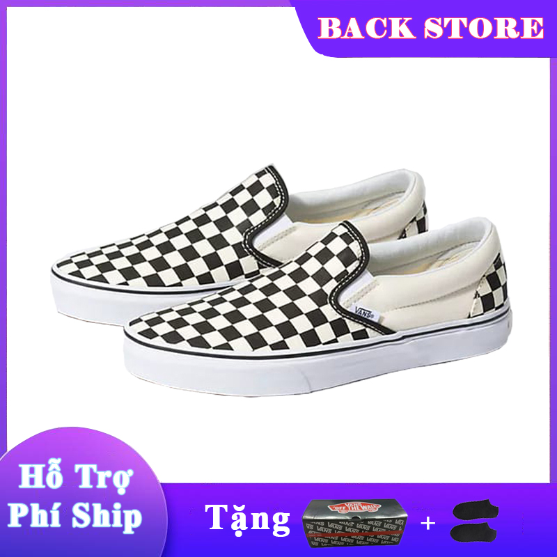 [HCM][ Tặng Box + Vớ ] Giày lười thời trang nam nữ Vans-Slip-On-Chekerboard