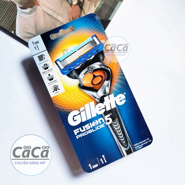[Chính hãng] Dao cạo râu cao cấp 5 lưỡi Gillette Fusion Proglide (Cán Dao + Lưỡi Dao + Đầu bảo vệ) - Đức