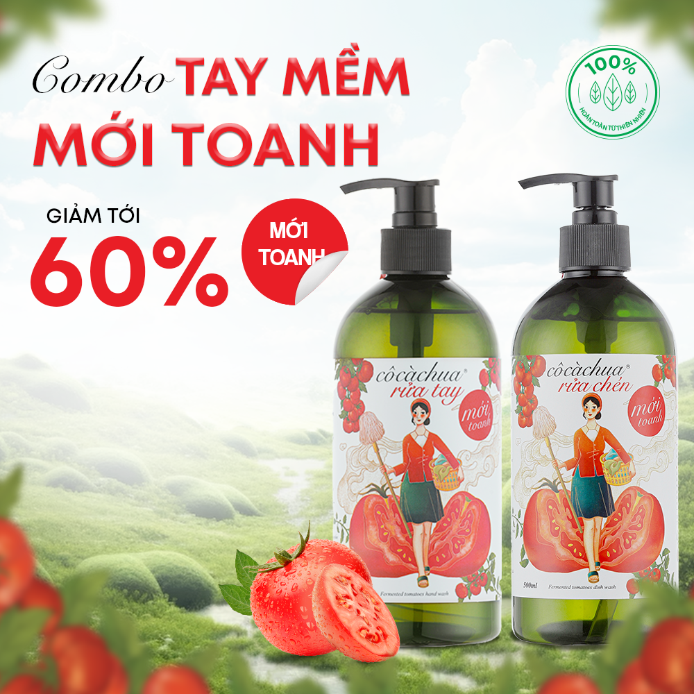 Combo dùng thử - tay mềm mới toanh hữu cơ - cô cà chua 500ml