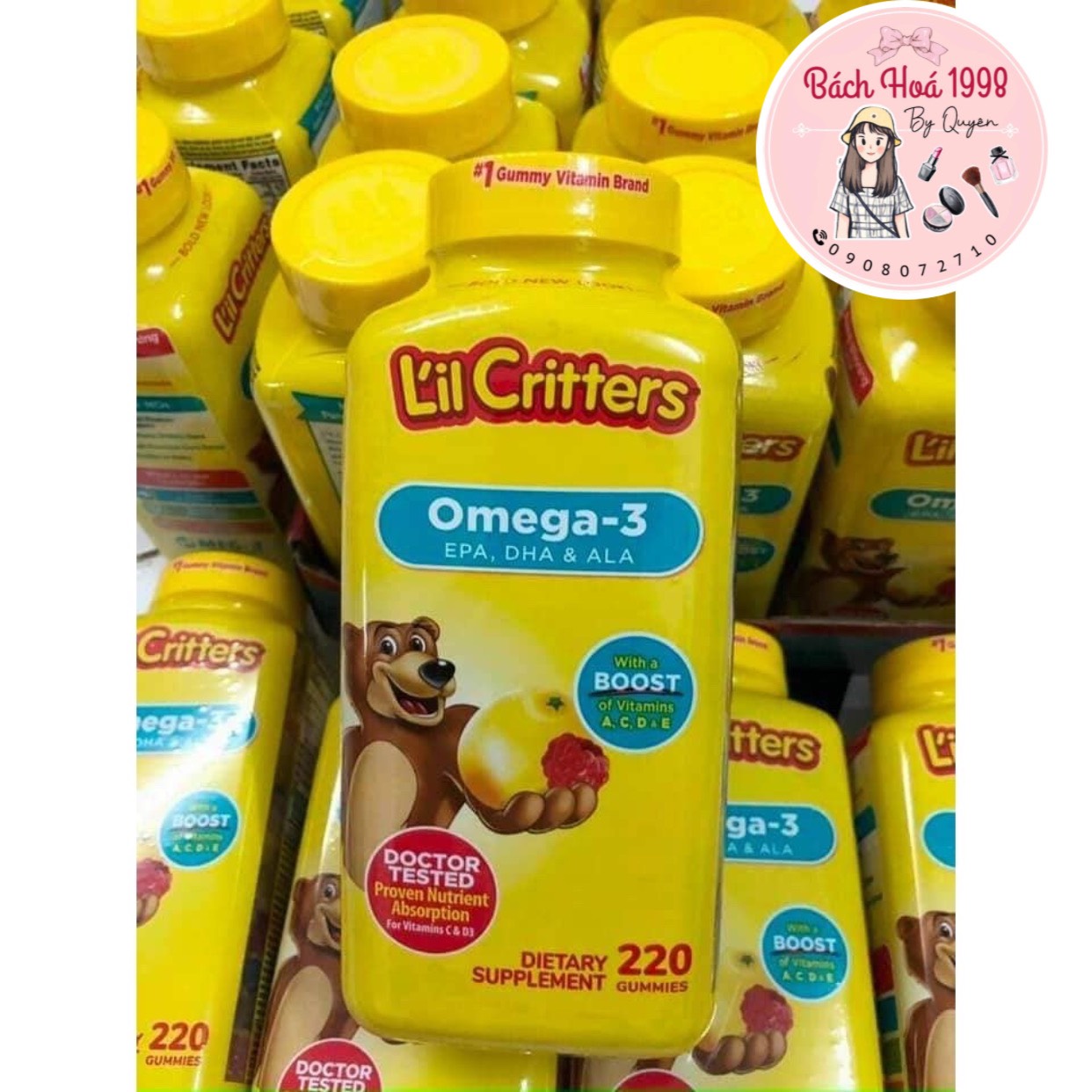 Kẹo gấu dẻo gummy bổ sung omega 3 và dha l’il critters gummy fish 220 viên của mỹ