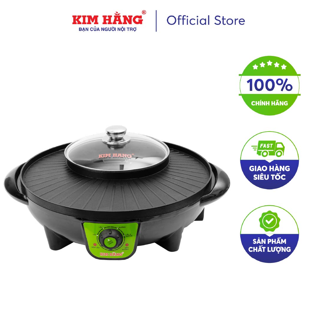 [CHÍNH HÃNG] Chảo Điện Lẩu Nướng chống dính chức năng 2 trong 1 CD36 Kim Hằng KHG8056