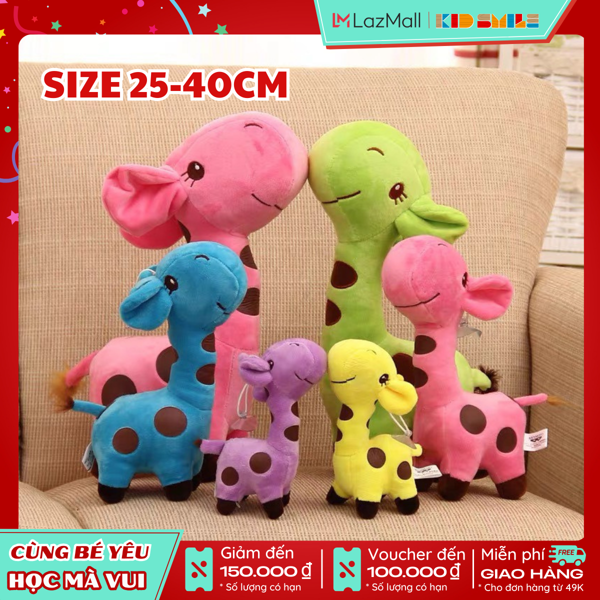 Thú bông hươu cao cổ size 25/40cm, đồ chơi gấu nhồi bông cho đáng yêu cho bé