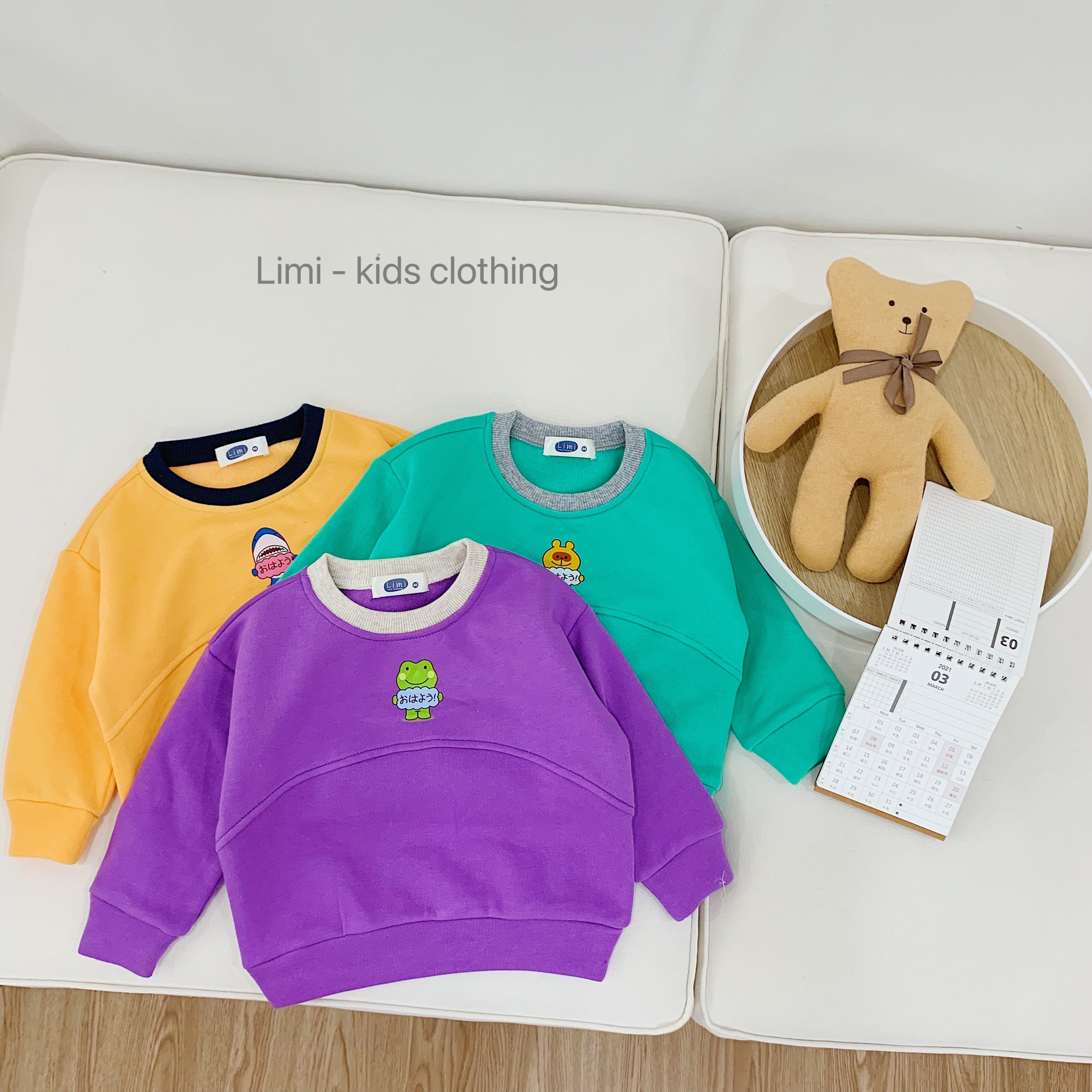 Áo dài tay nỉ bông Beemo cho bé trai/ bé gái dày dặn, mềm mại in hình ngộ nghĩnh - 21A071