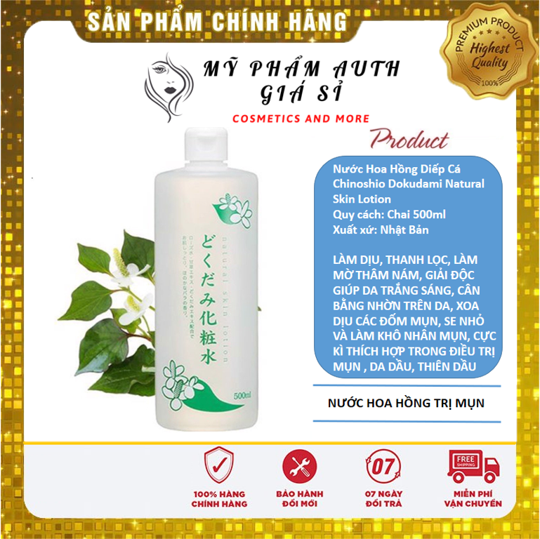 [CHÍNH HÃNG GIÁ SỈ] Nước Hoa Hồng Diếp Cá Chinoshio Dokudami Natural Skin Lotion Nhật Bản 500ml