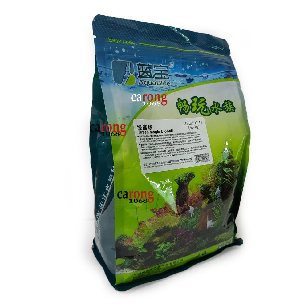 Banh lọc nước bể cá AquaBlue Green magic bioball Cung cấp một diện tích bề mặt lớn cho sự phát triển của vi khuẩn nitrat hiếu khí và vi khuẩn kỵ khí deamination