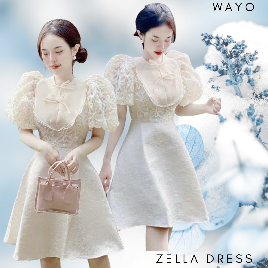 Đầm WAYO thiết kế tiểu thư tay bồng nơ cổ xinh đẹp sang trọng