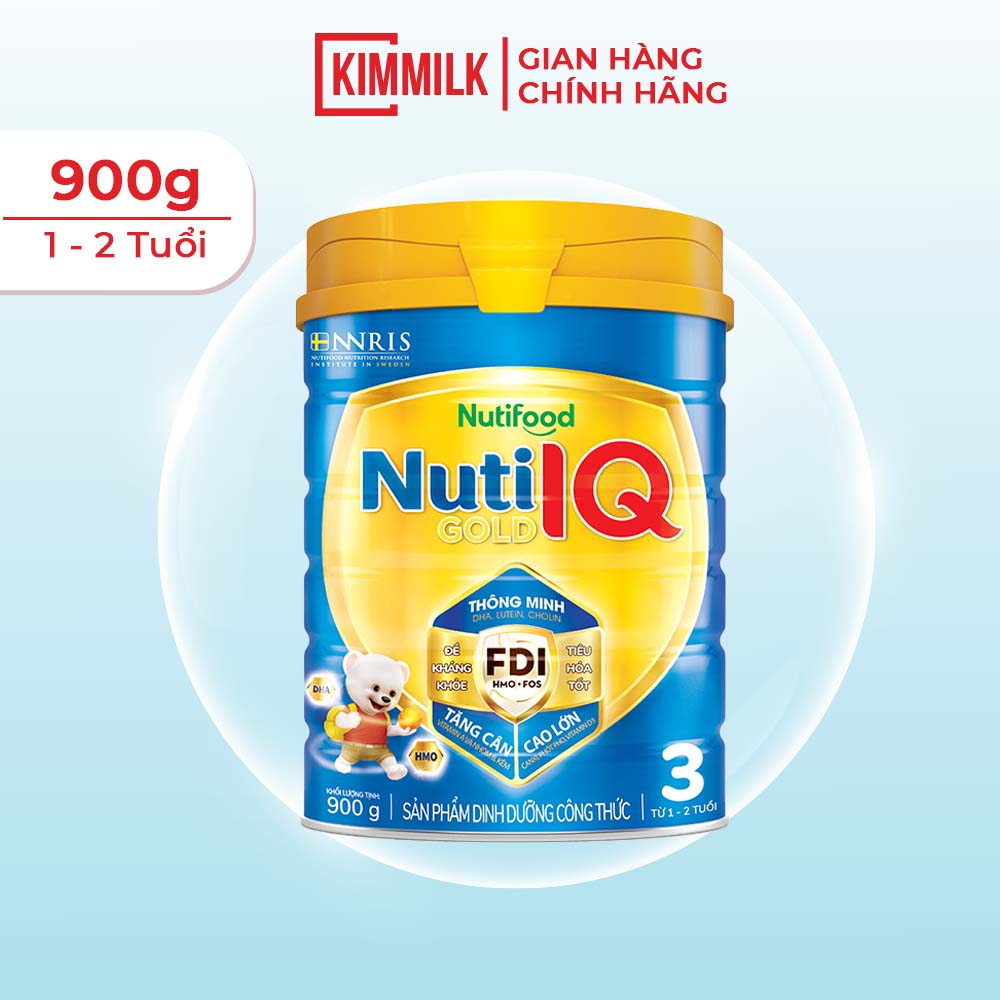 Sữa bột Nuti IQ Gold 3 dinh dưỡng phát triển trí não cho bé 1-2 tuổi lon 900g