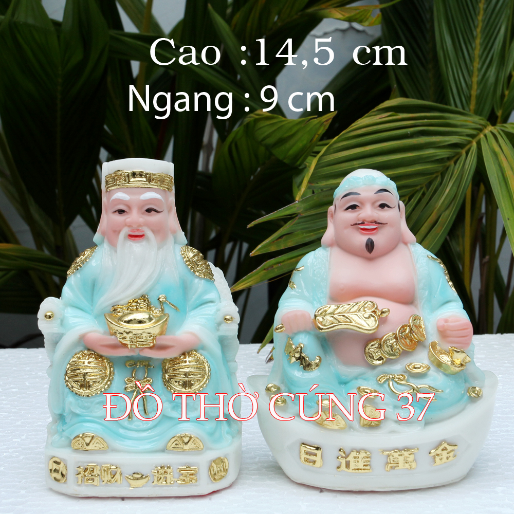 [ cao 14,5 cm , xanh biển ] thần tài thổ địa [ bột đá + nhựa composite ]