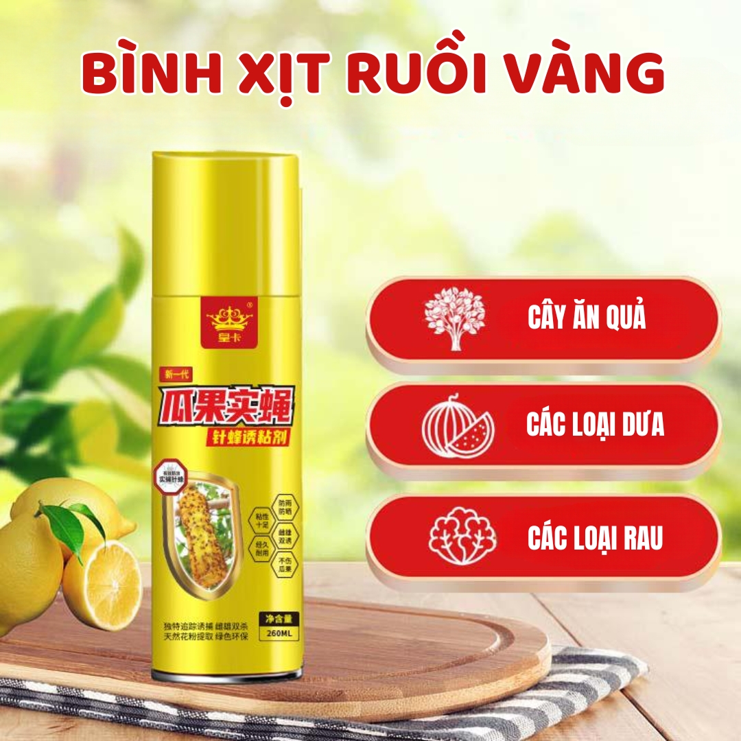 Chai Keo Xịt Bẫy Ruồi Vàng 450ml & 260ml – Thu Hút Côn Trùng Hiệu Quả, Bám Dính Lâu