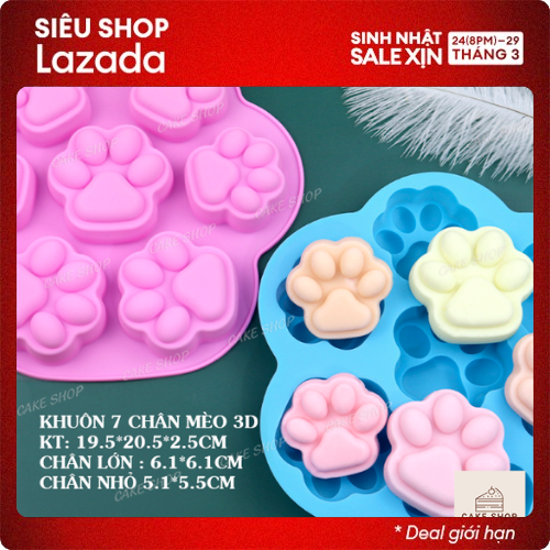 [VOUHCER 10% TỪ 15/5-17/5] HCM-Khuôn Silicon Chân Mèo Chân Chó Dễ Thương Làm Socola, khuôn làm bánh khuôn Rau câu Pudding Sáp Nến CAKESHOP