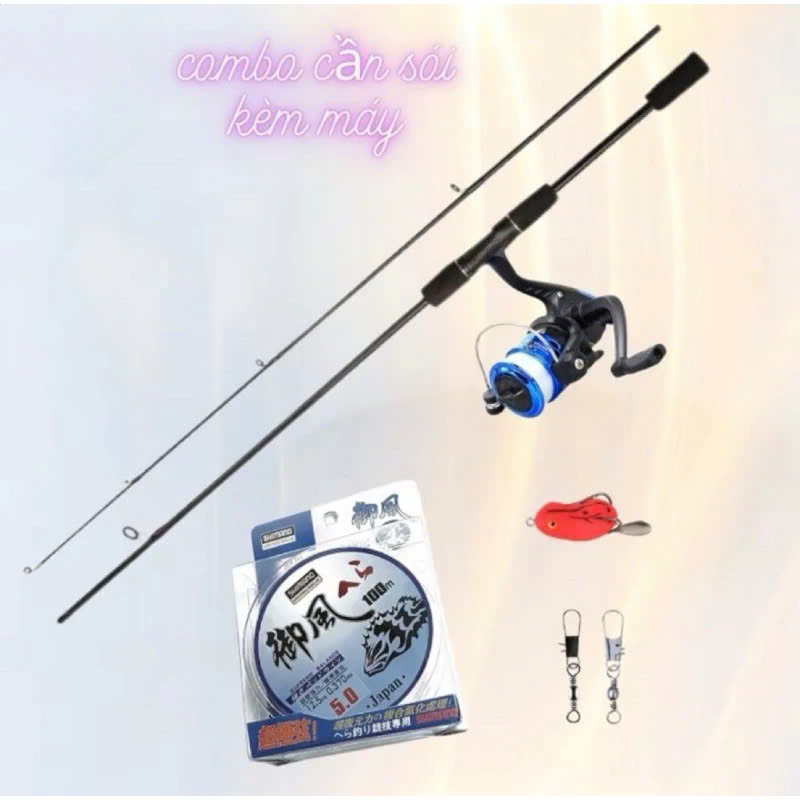  Bộ Combo Cần Câu Lure Sói Đen Máy Đứng YF 200 Kèm Bộ Phụ Kiện Đầy Đủ Giá Rẻ Học Sinh 1m65 1m8 2m1 