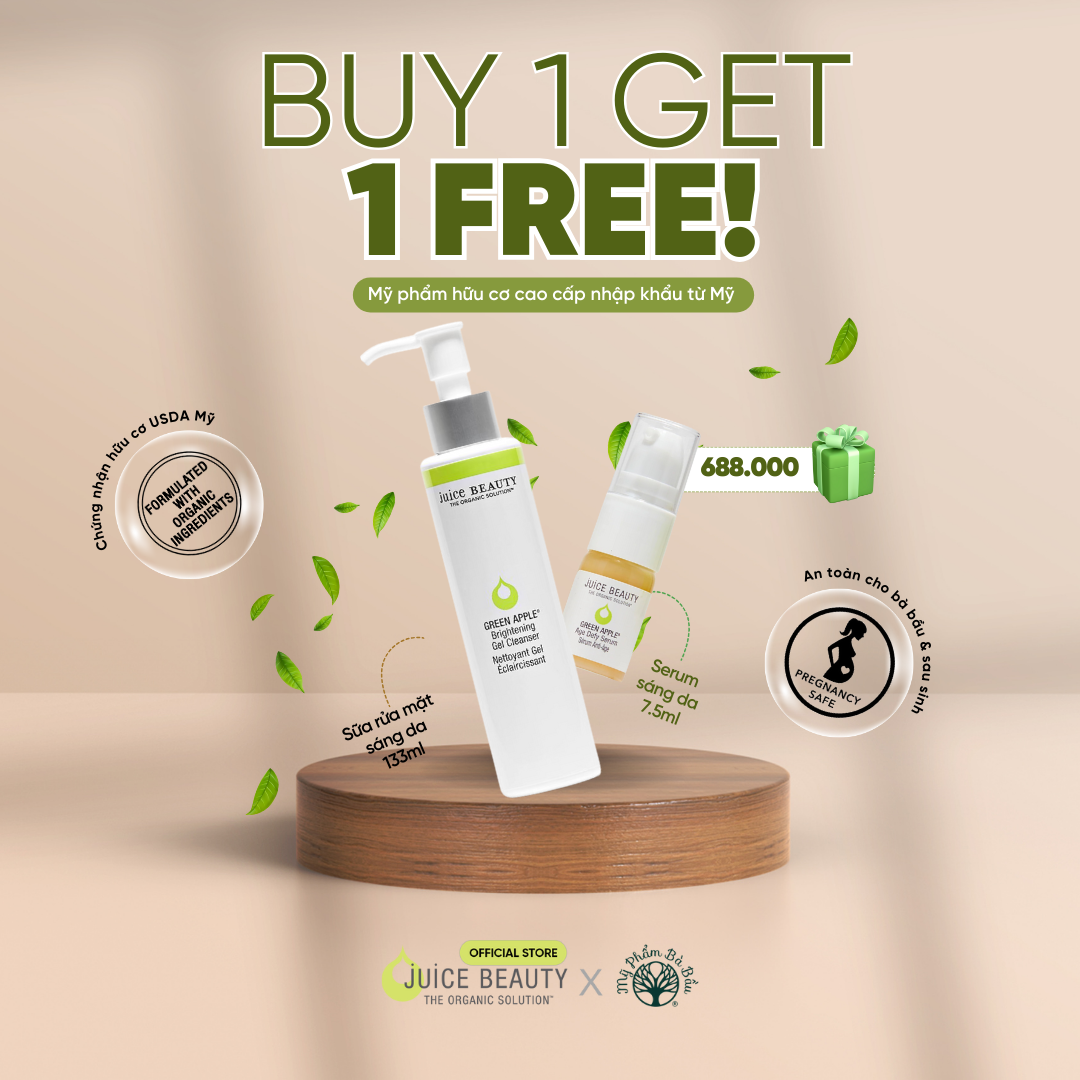 Sữa rửa mặt sáng da hữu cơ cao cấp Juice Beauty Green Apple Brightening Gel
