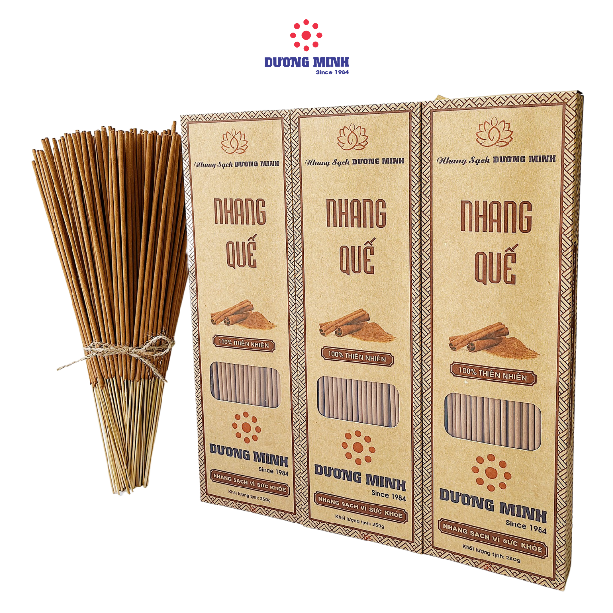 Combo 3 hộp nhang quế Dương Minh nhang 20cm/30cm/40cm - nhang sạch 100% nguyên liệu tự nhiên