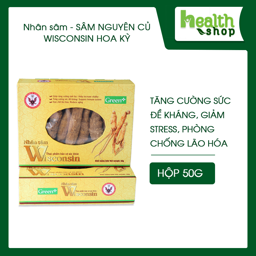 Nhân sâm Wisconsin Hoa Kỳ Hộp 50G - Tăng sức đề kháng, chống mệt mỏi, chống stress, phòng chống lão hóa