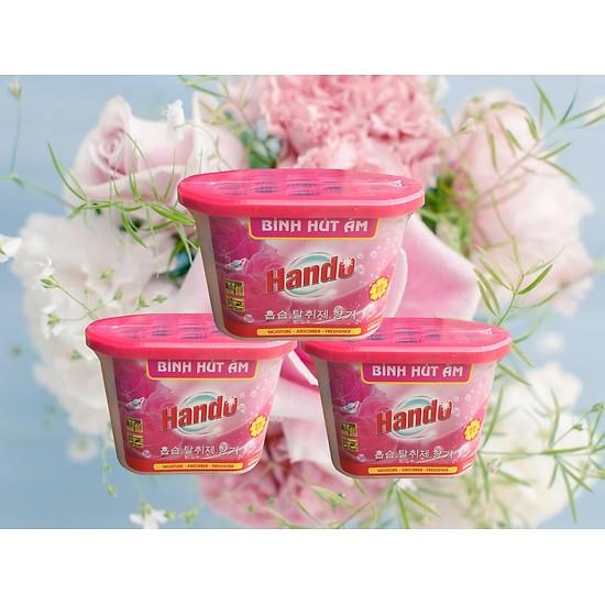 Bộ 3 bình hút ẩm chống ẩm mốc hương hoa hồng hando 450ml pns342