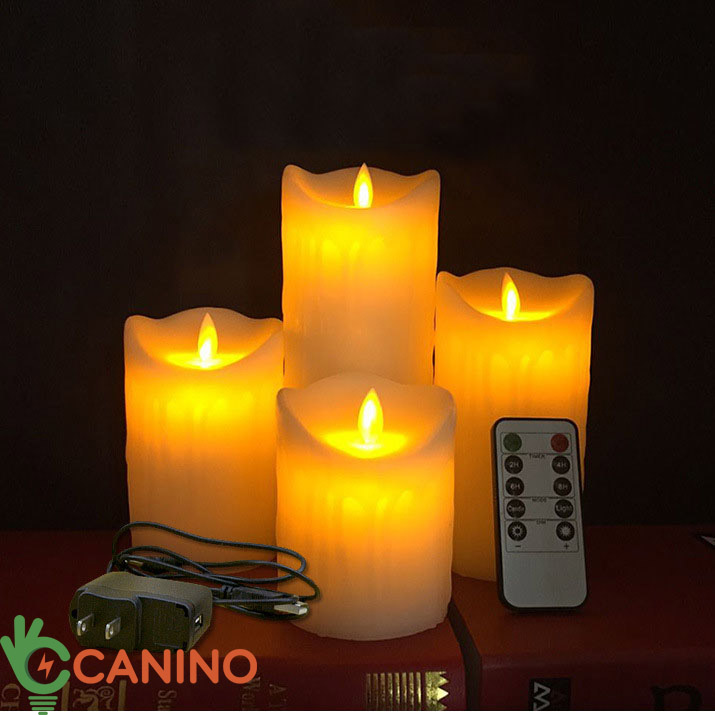 Nến Điện Tử Sạc🌳FREE SHIP🌳 Nến Điện Tử Sinh Động Vỏ Sáp Thật Điều Khiển Từ Xa Pin Sạ