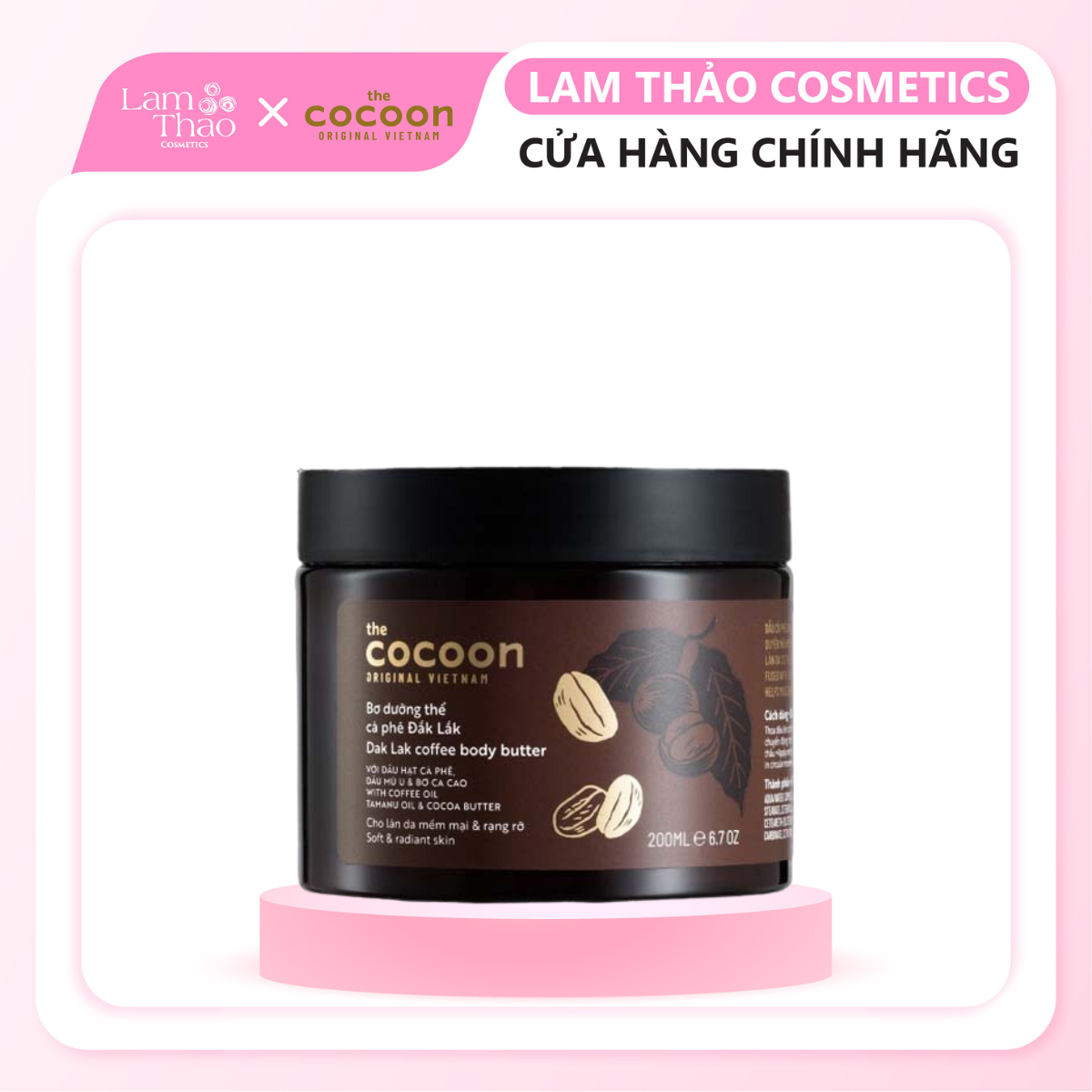 Bơ dưỡng thể cà phê đắk lắk cocoon 200ml
