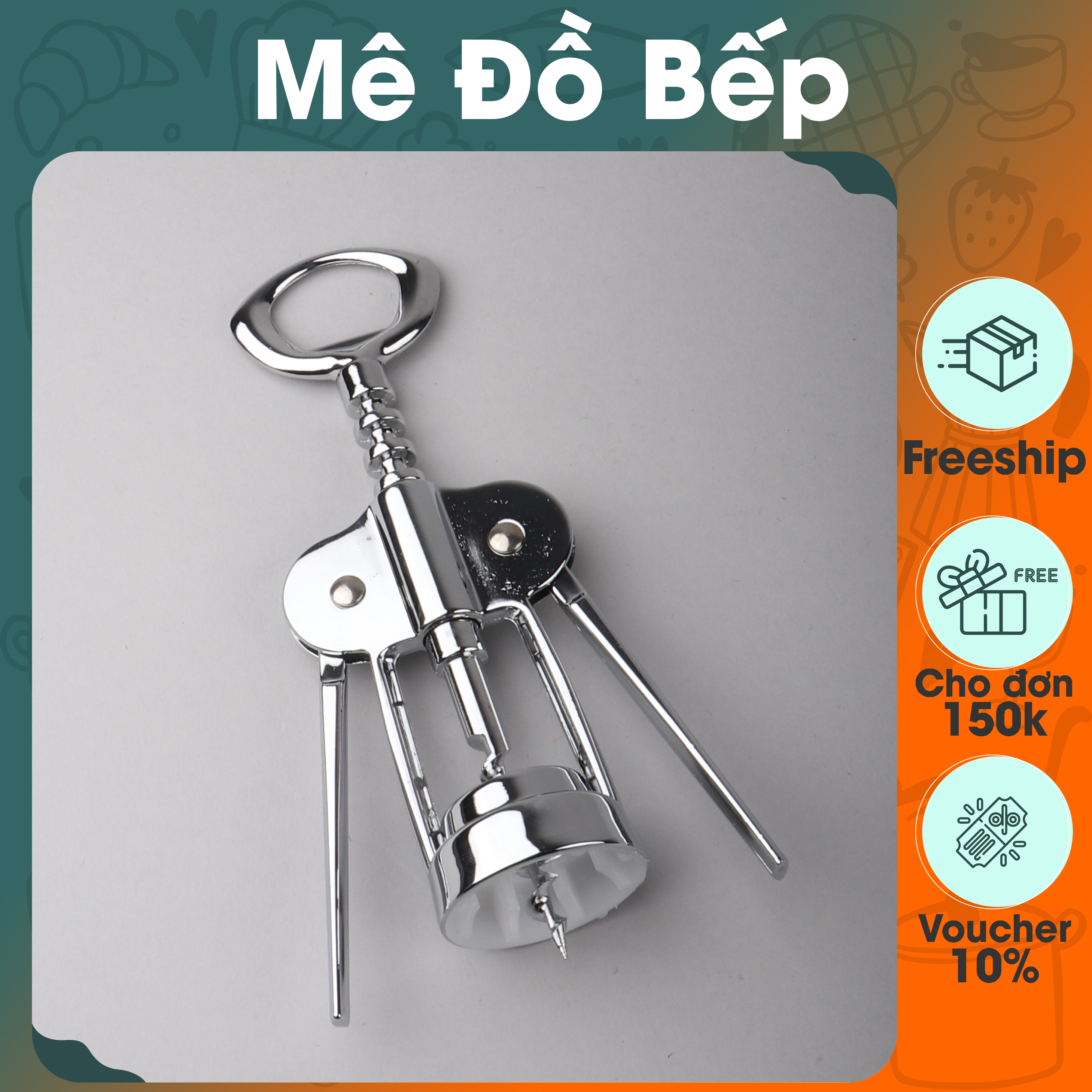 Dụng cụ khui ruou vang inox cao cấp siêu bền KRS01