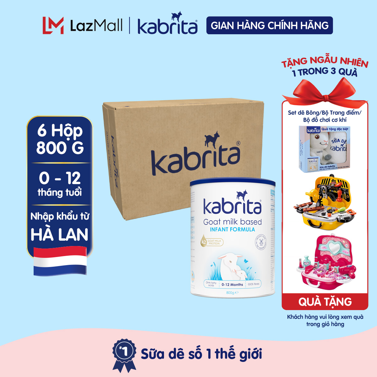 Thùng sữa dê kabrita cho trẻ từ 0-12 tháng - 06 lon 800g