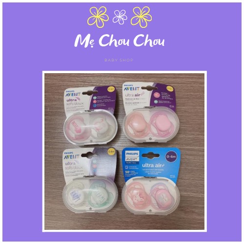 Ti giả Avent Ultra Air, Ultra Soft chỉnh nha đầu dẹt