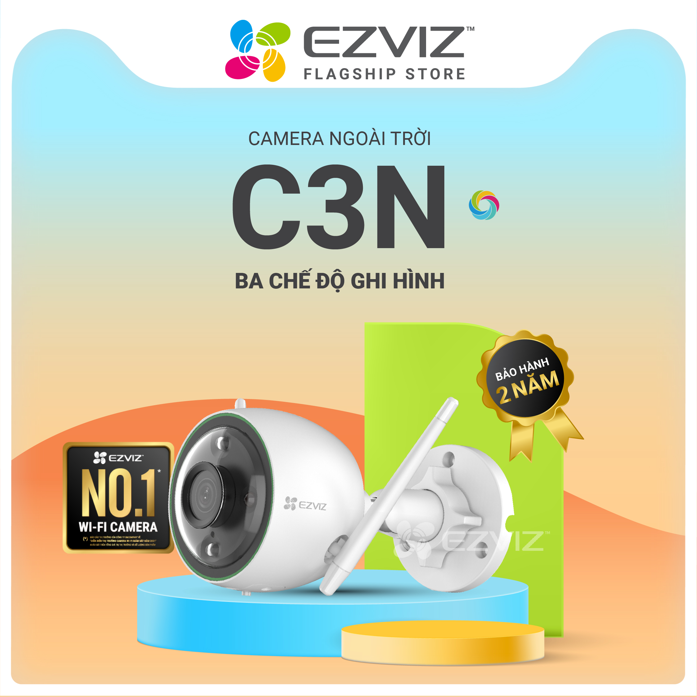 Camera EZVIZ C3N 1080P WI-FI, IP67 Ngoài Trời, Ghi Gình Ban Đêm Có Màu, Tích Hợp AI Phát Hiện Hình Dáng Người, Chuẩn Nén Video H.265--Hàng Chính Hãng--Bảo Hành 24 tháng