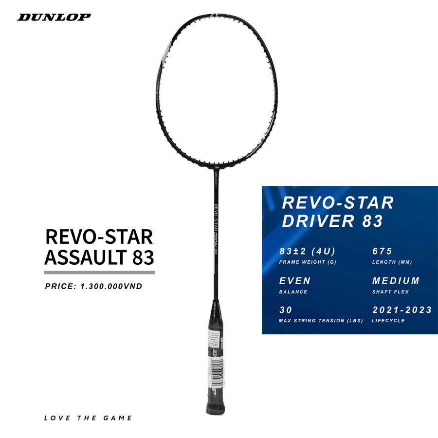 Vợt cầu lông Dunlop Revo Star Driver 83 - Vợt cân bằng linh hoạt - hàng nhập khẩu chính hãng