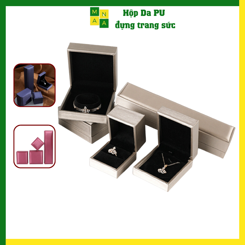 HHộp đựng nhẫn da Pu hộp đựng dây chuyên cầu hôn nhẫn cưới hộp đựng trang sức cao cấp