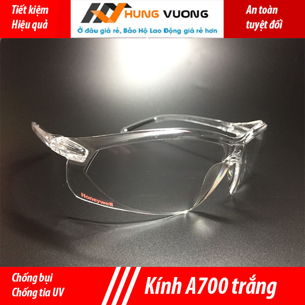 Chính hãng- Kính bảo hộ chống bụi, tia UV cao cấp Honeywell A700 trắng