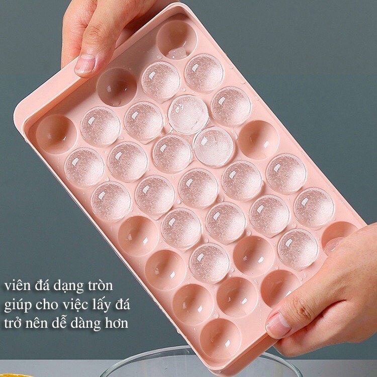 Khay đá tròn tủ lạnh 33 viên, khuôn làm đá có nắp đậy thông minh hình bi /Khay Làm Đá, Khay Làm Đá Thông Minh, Khay Làm Đá hình tròn 33 viên, Khay làm Đá siêu Hot, Khay Làm đá tiện lợi, khay làm thạch