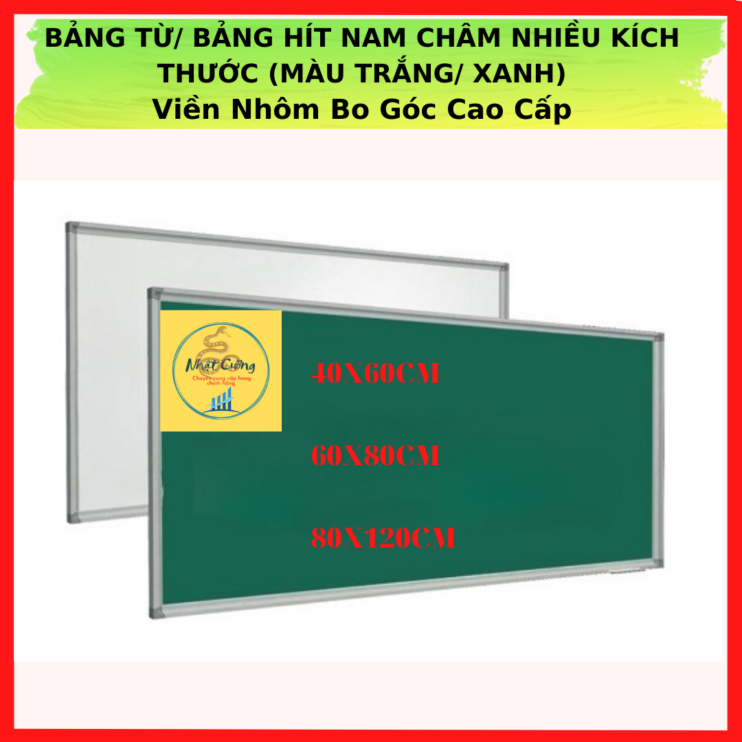 Bảng từ trắng/xanh hít nam châm kích thước 40cm x 60cm