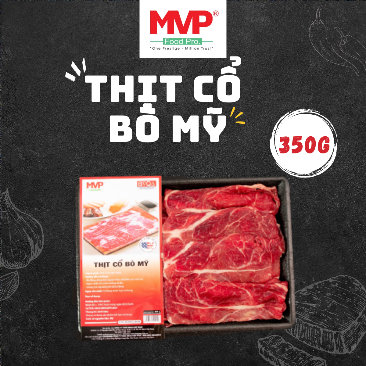 HCM - Thịt Cổ Bò Mỹ 350g Mega Việt Phát (MVP) Megadeli