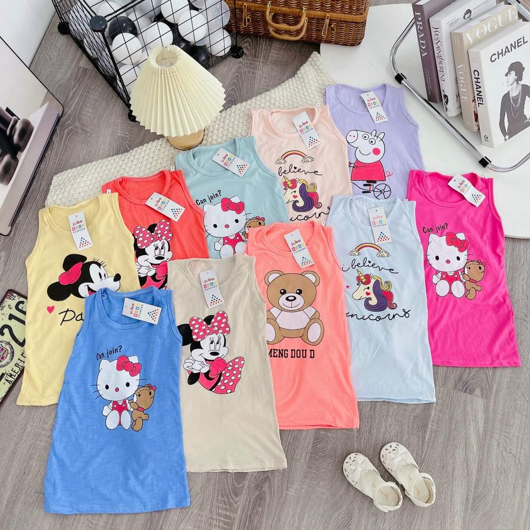 Combo 5 váy đầm xuông ba lỗ hoạt hình dễ thương cho bé gái 10-25kg