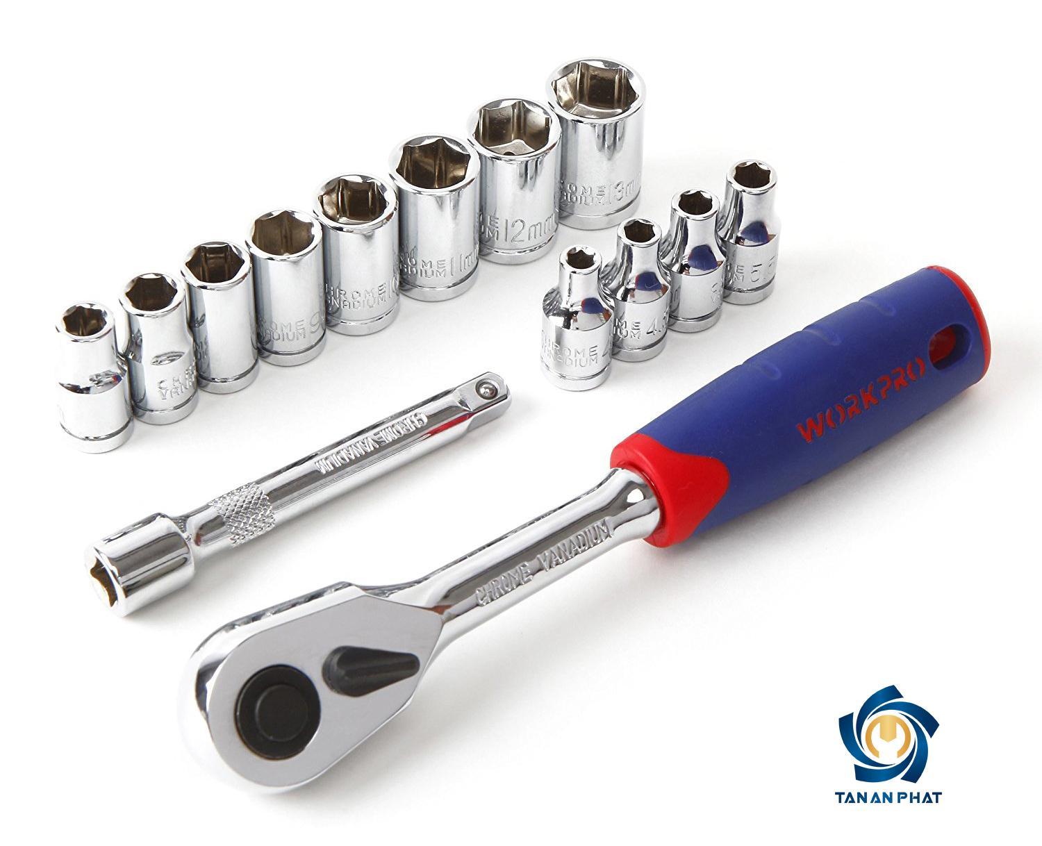 Bộ tuýp và cần xoay WORKPRO W003022, 1/4inches 14 chi tiết