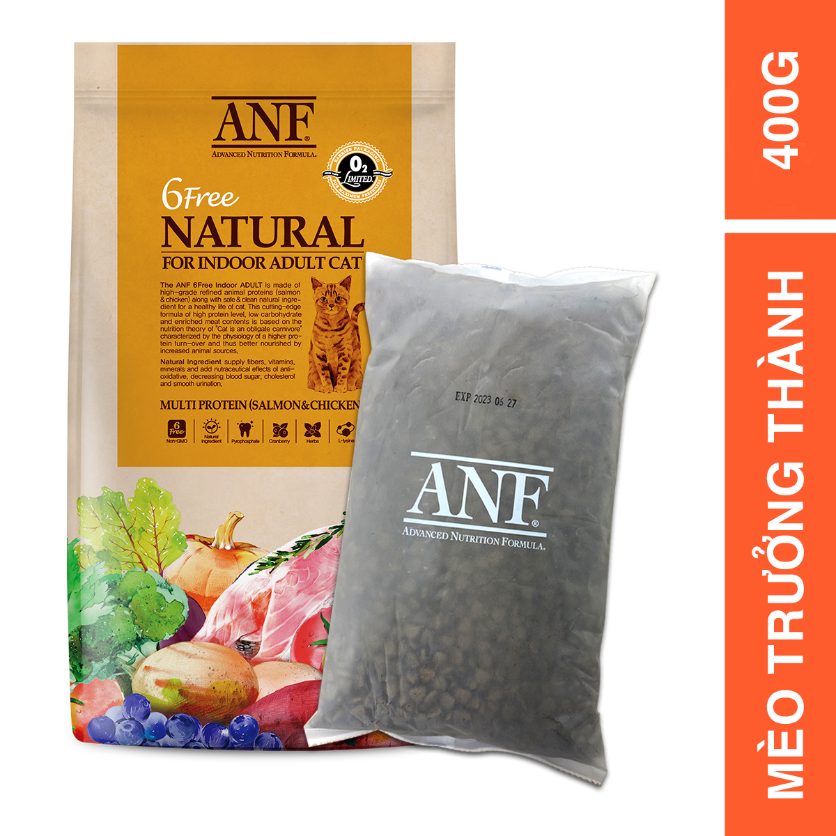 Anf 6free - thức ăn hạt hữu cơ cho mèo nhỏ/ trưởng thành
