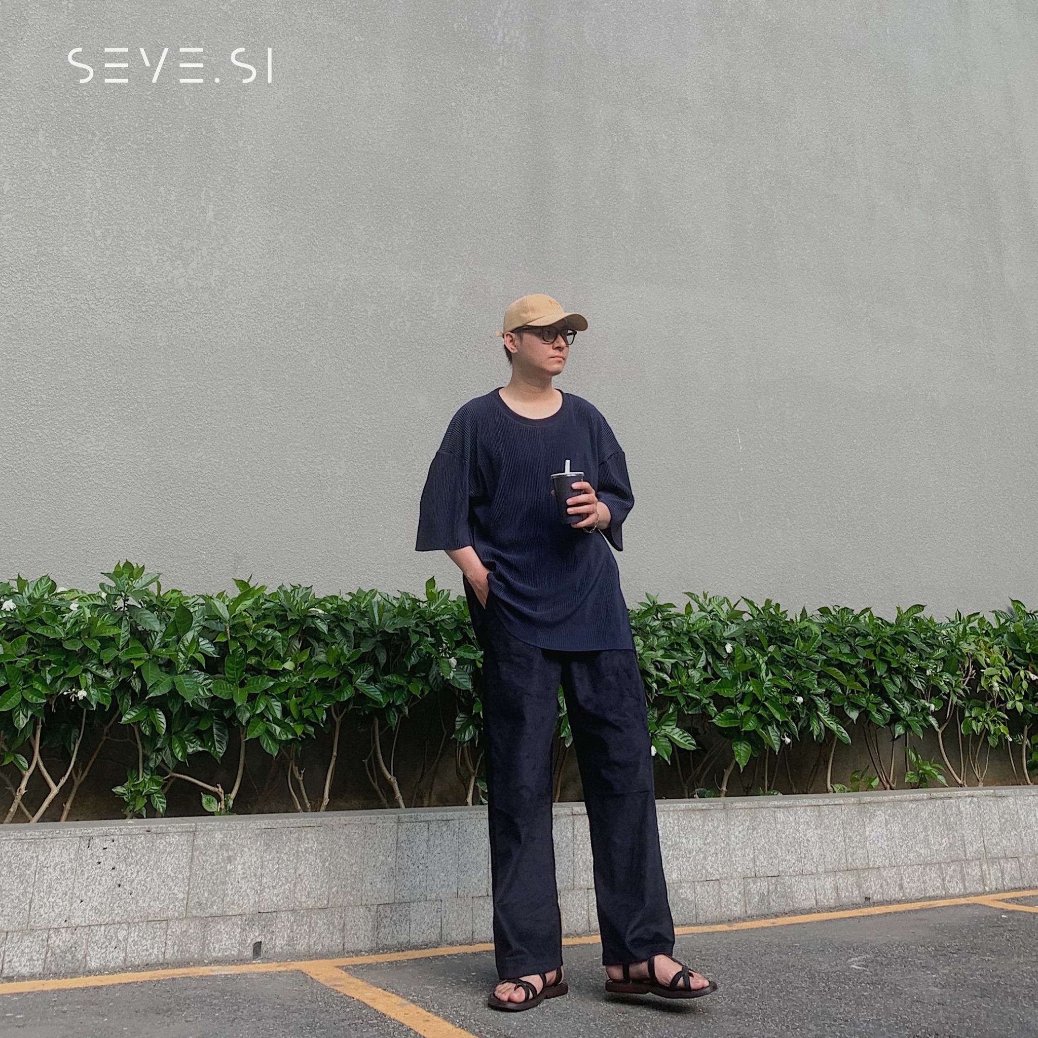 Quần dài gân nhung - màu xanh navy - seve.si