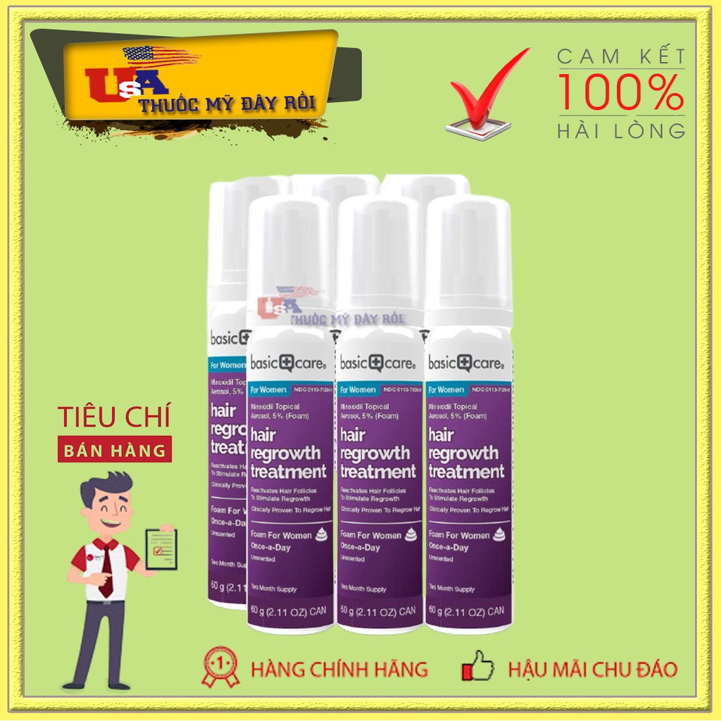 Dung Dịch Mọc Tóc - Mọc Lông Vùng Kín Nữ Minoxidil Basic Care 5% Dạng Bọt (Hỗ Trợ Che Tên Sản Phẩm)