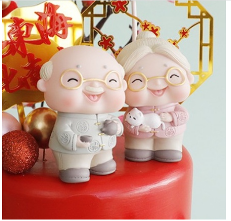 Tượng ông bà tôi trang trí bánh sinh nhật, ông bà trang trí tiểu cảnh.
