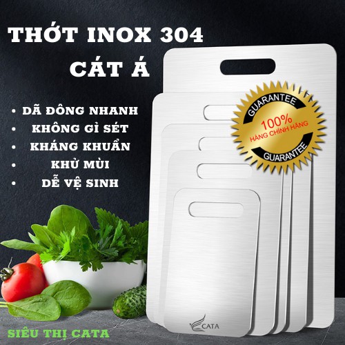 Thớt inox 304 cao cấp, thớt kháng khuẩn Cát Á - không gỉ sét, chống vi khuẩn, dễ dàng vệ sinh [ Dày 3mm ]