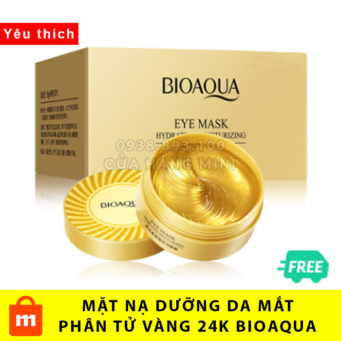 Combo 60 miếng mặt nạ dưỡng mắt mờ thâm quầng bioaqua phân tử vàng 24k
